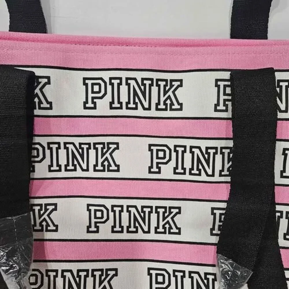 PINK Victoria's secret pink white striped tote bag